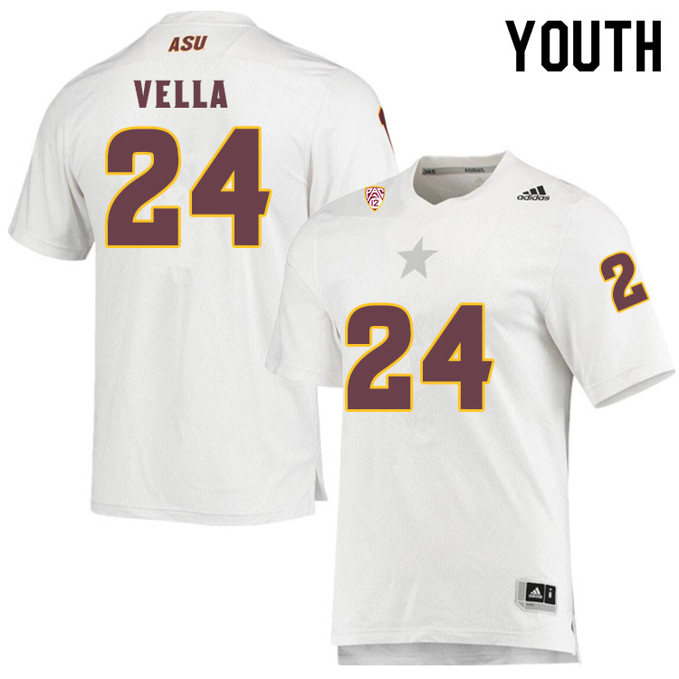 Youth #24 Noah VellaArizona State Sun Devils College Football Jerseys Sale-White - Click Image to Close